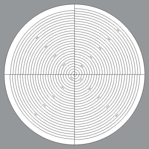 Optical Comparator Overlays Measurement Accessory OGP 0.001" Radius Charts - Indicate Technologies